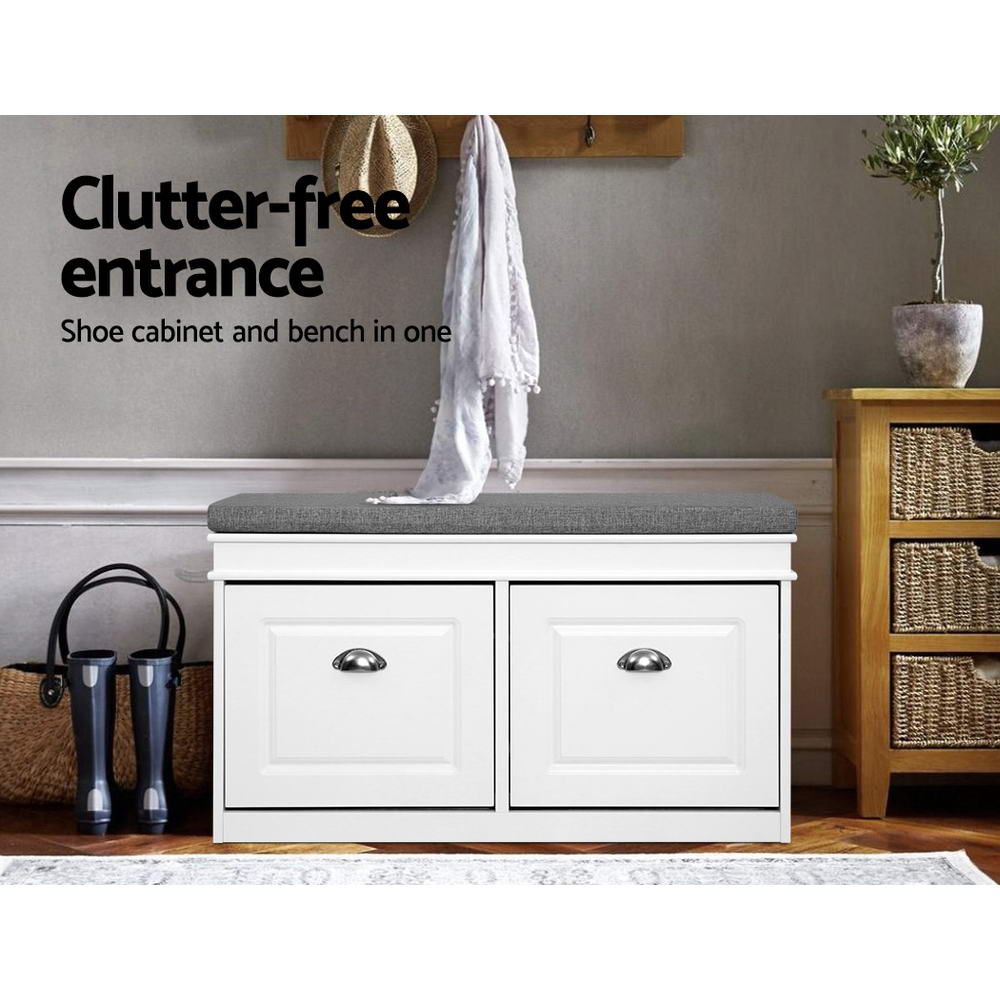 Shoe Storage: Artiss Shoe Rack Cabinet Bench 8 Pairs White