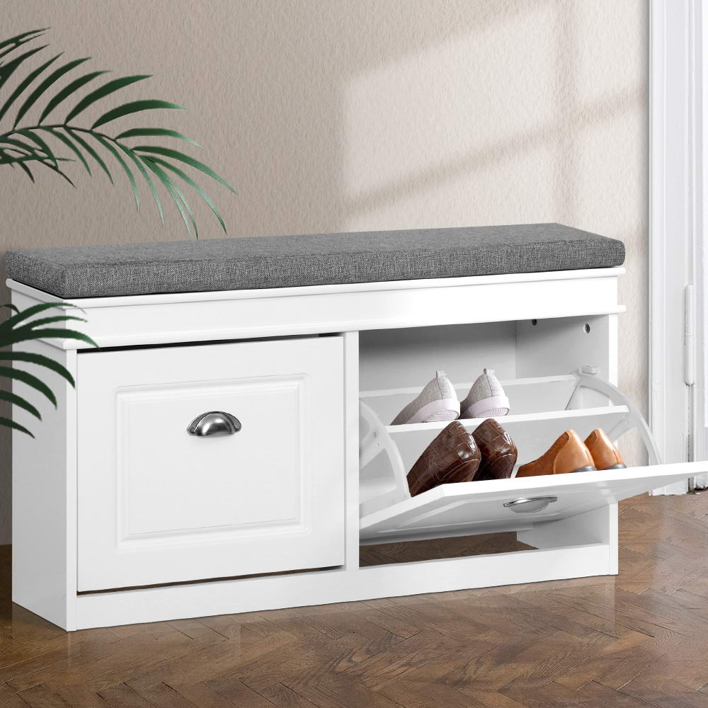 Shoe Storage: Artiss Shoe Rack Cabinet Bench 8 Pairs White