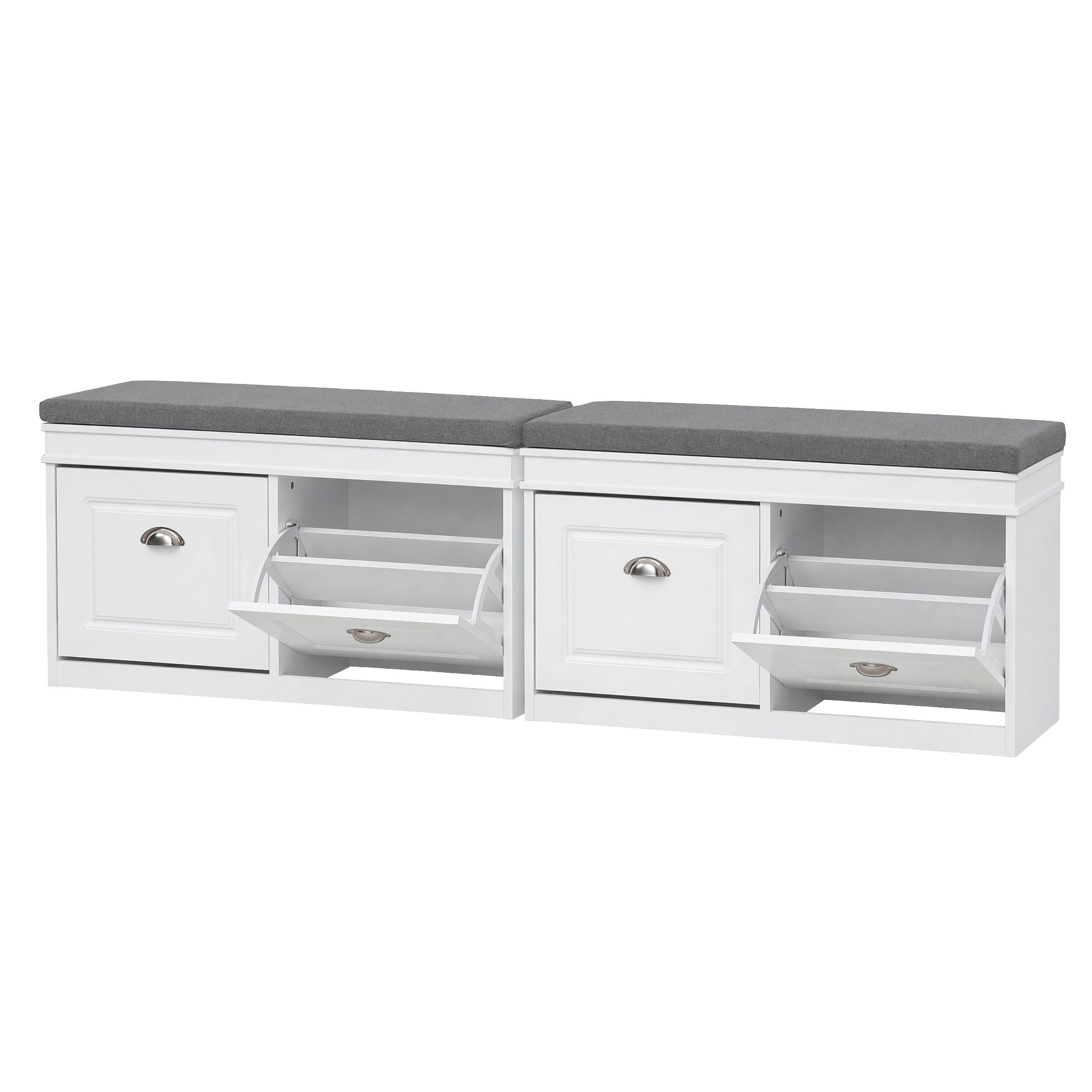 Artiss 2x Shoe Bench Set Flip Drawer White