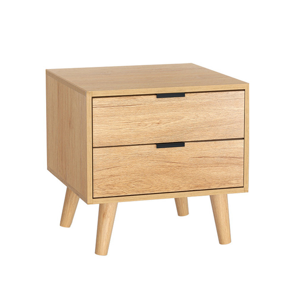 Bedside Tables: Artiss Bedside Table 2 Drawers - Pine