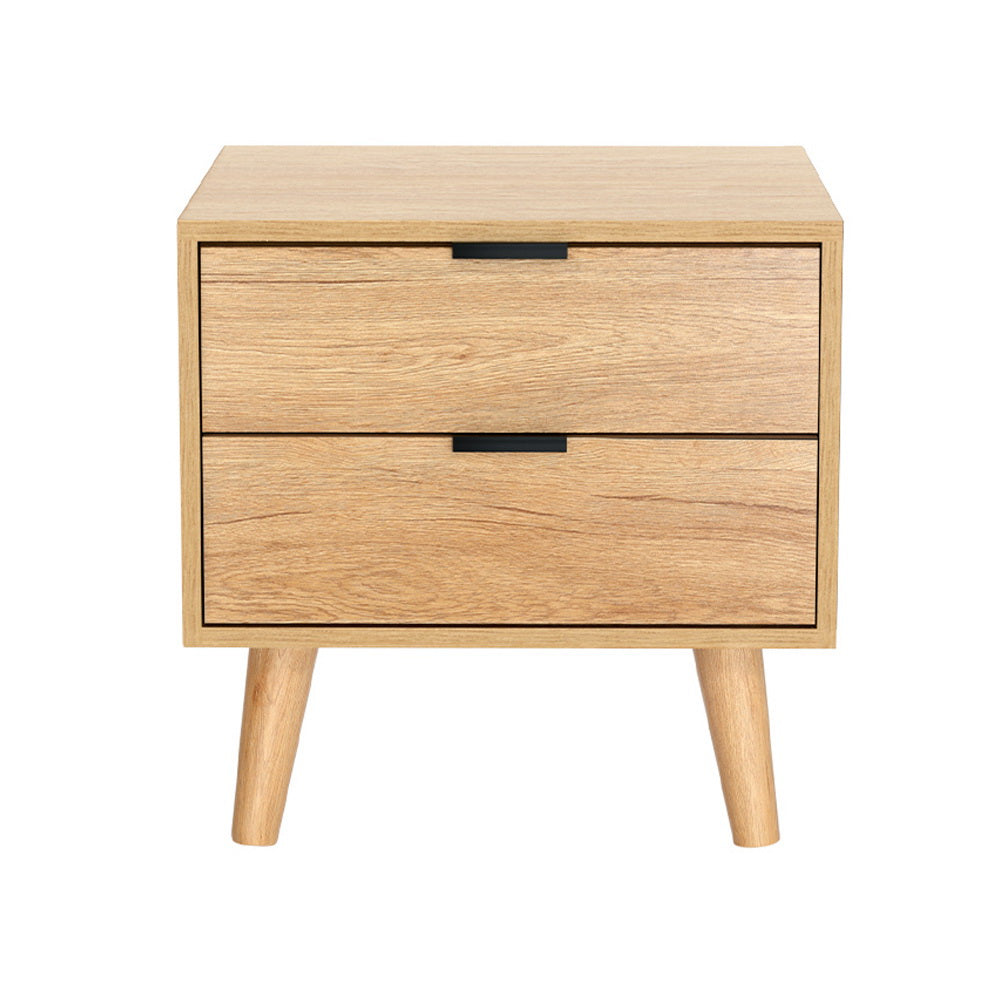 Bedside Tables: Artiss Bedside Table 2 Drawers - Pine