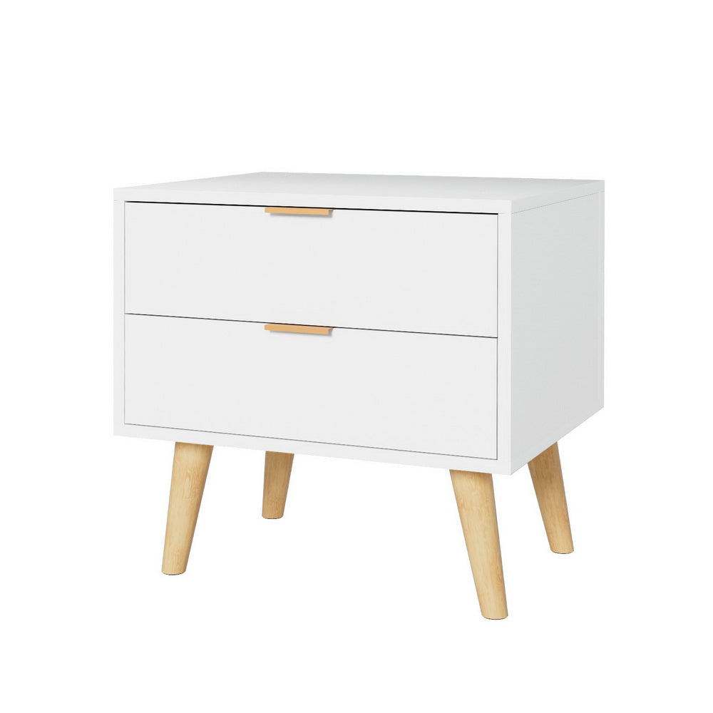 Bedside Tables: Artiss Bedside Table 2 Drawers - White