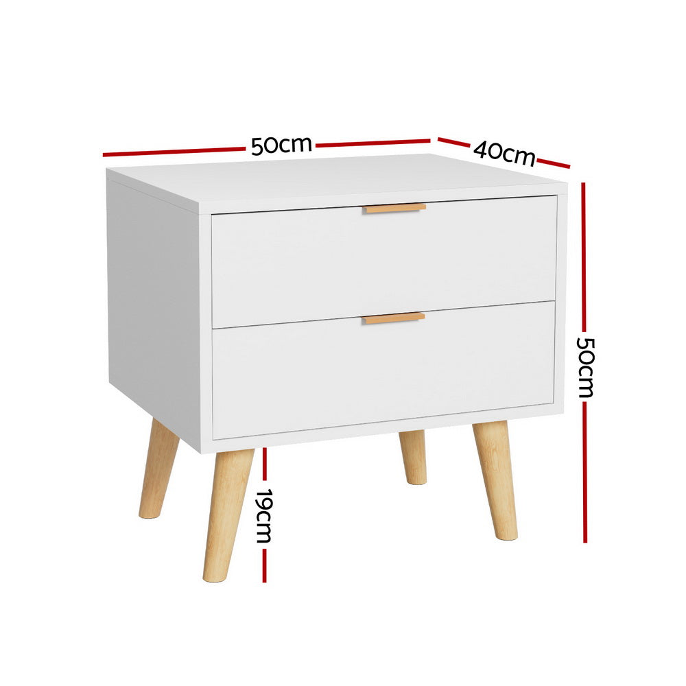 Bedside Tables: Artiss Bedside Table 2 Drawers - White