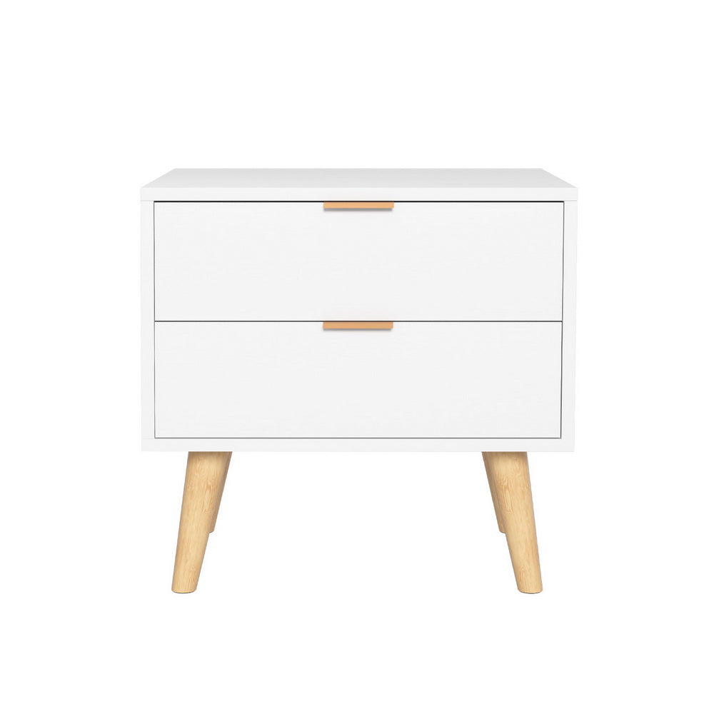 Bedside Tables: Artiss Bedside Table 2 Drawers - White