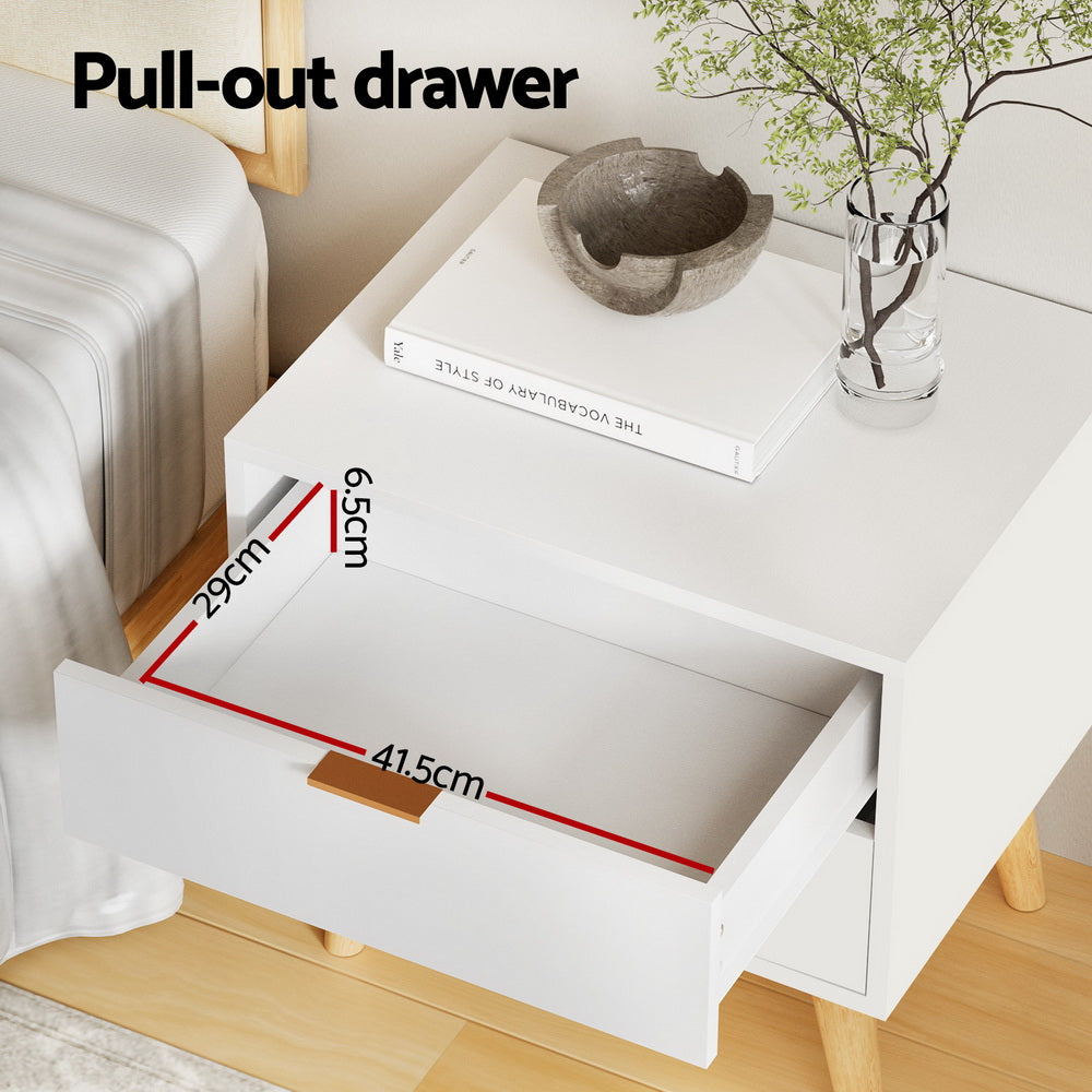 Bedside Tables: Artiss Bedside Table 2 Drawers - White