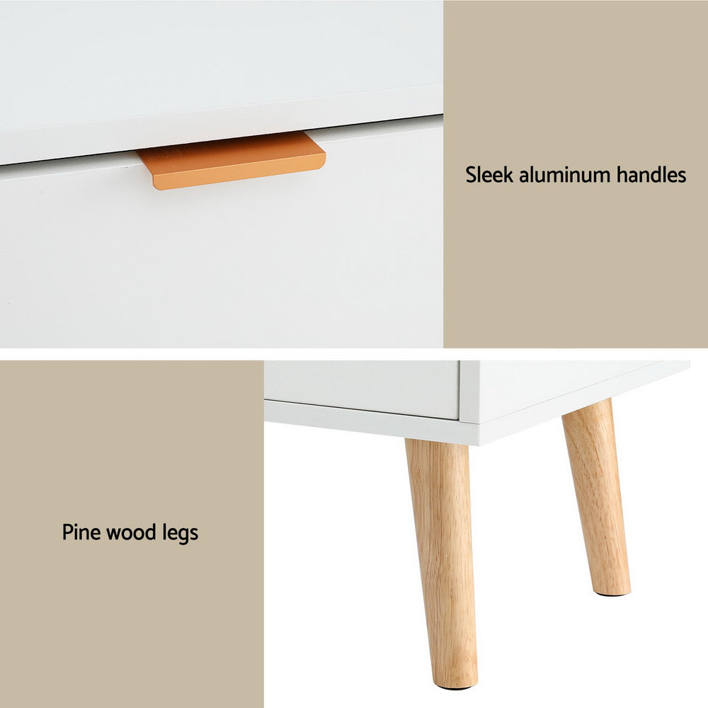 Bedside Tables: Artiss Bedside Table 2 Drawers - White