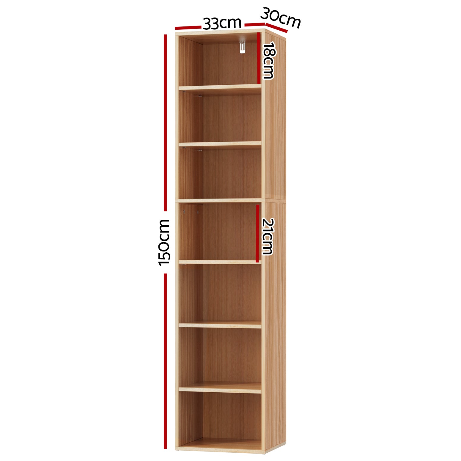 Bookcases & Shelves: Artiss Bookshelf 7 Tiers MILO Pine