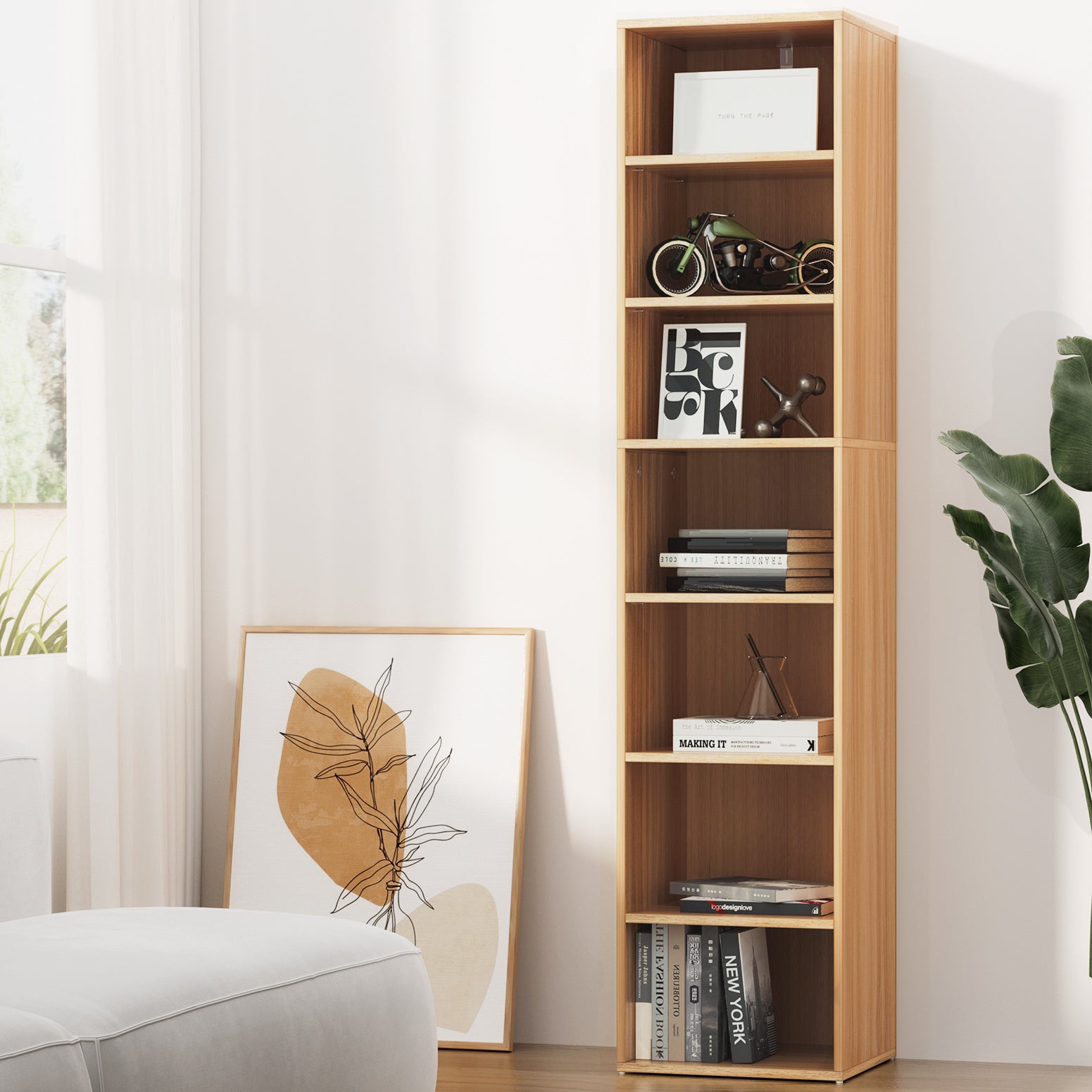 Bookcases & Shelves: Artiss Bookshelf 7 Tiers MILO Pine