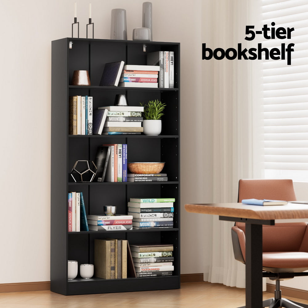 Bookcases & Shelves: Artiss Bookshelf 5 Tiers ANTON Black