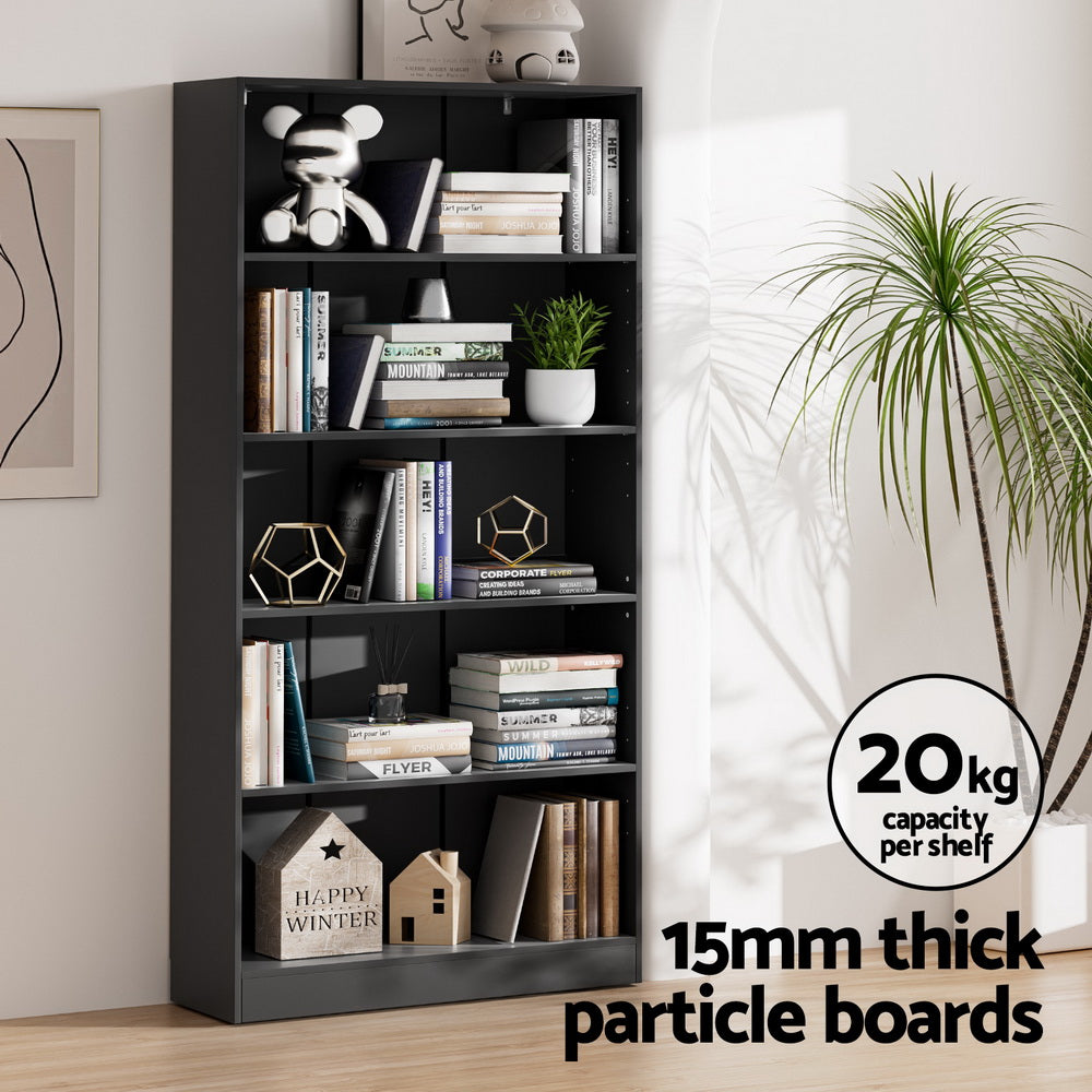 Bookcases & Shelves: Artiss Bookshelf 5 Tiers ANTON Black