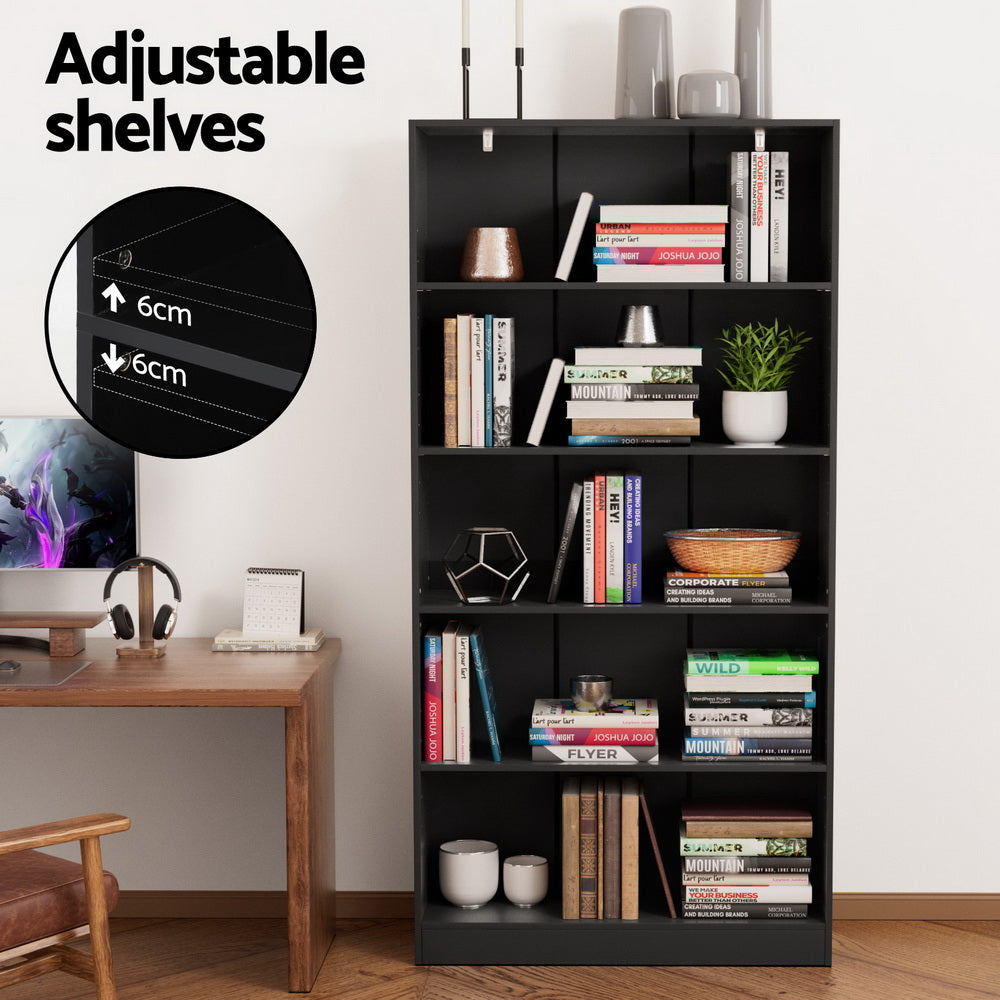 Bookcases & Shelves: Artiss Bookshelf 5 Tiers ANTON Black