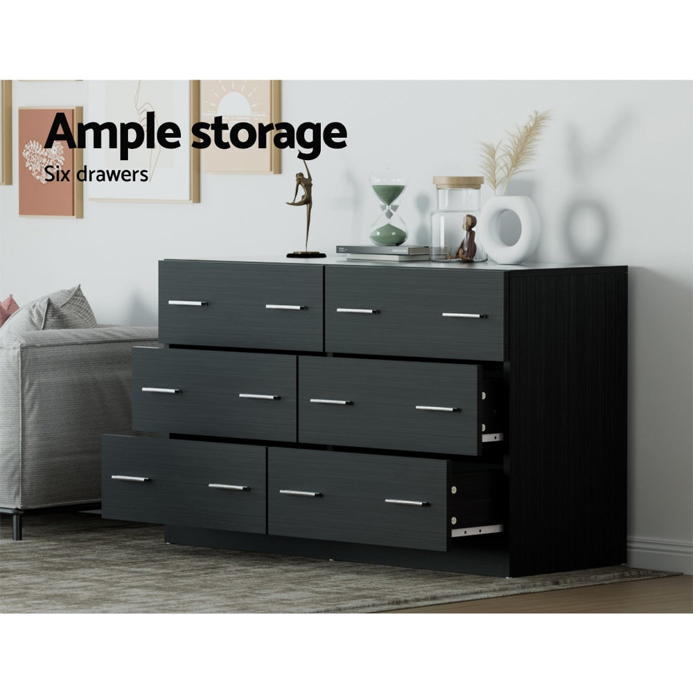 Dressers: Artiss 6 Chest of Drawers - VEDA Black