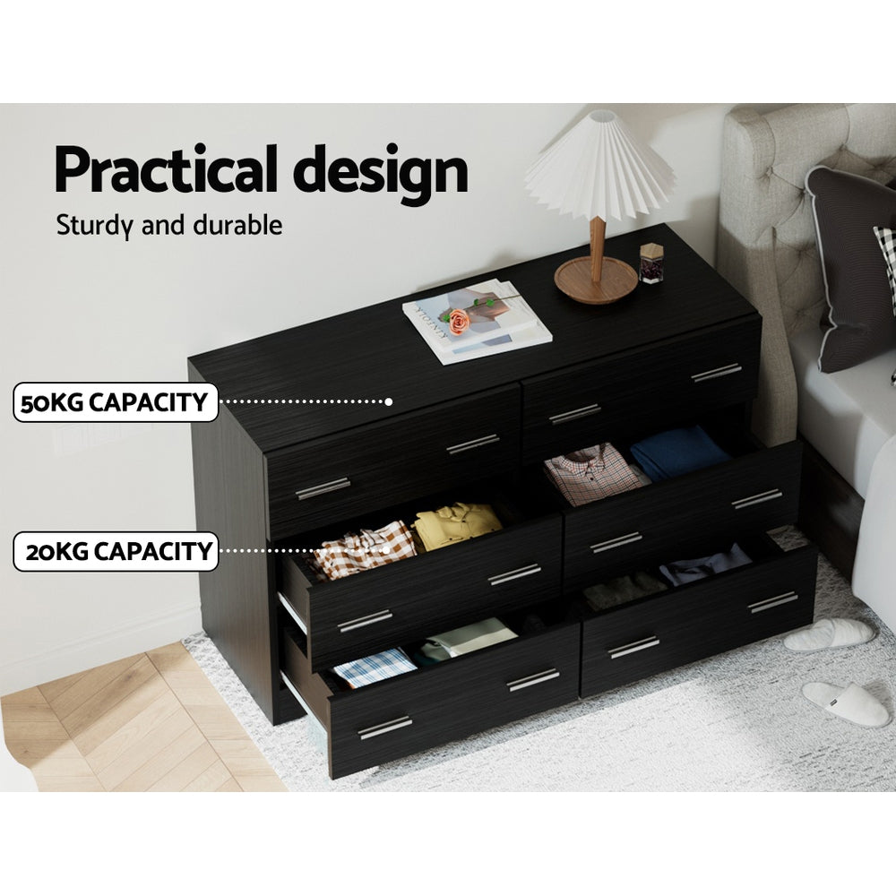 Dressers: Artiss 6 Chest of Drawers - VEDA Black