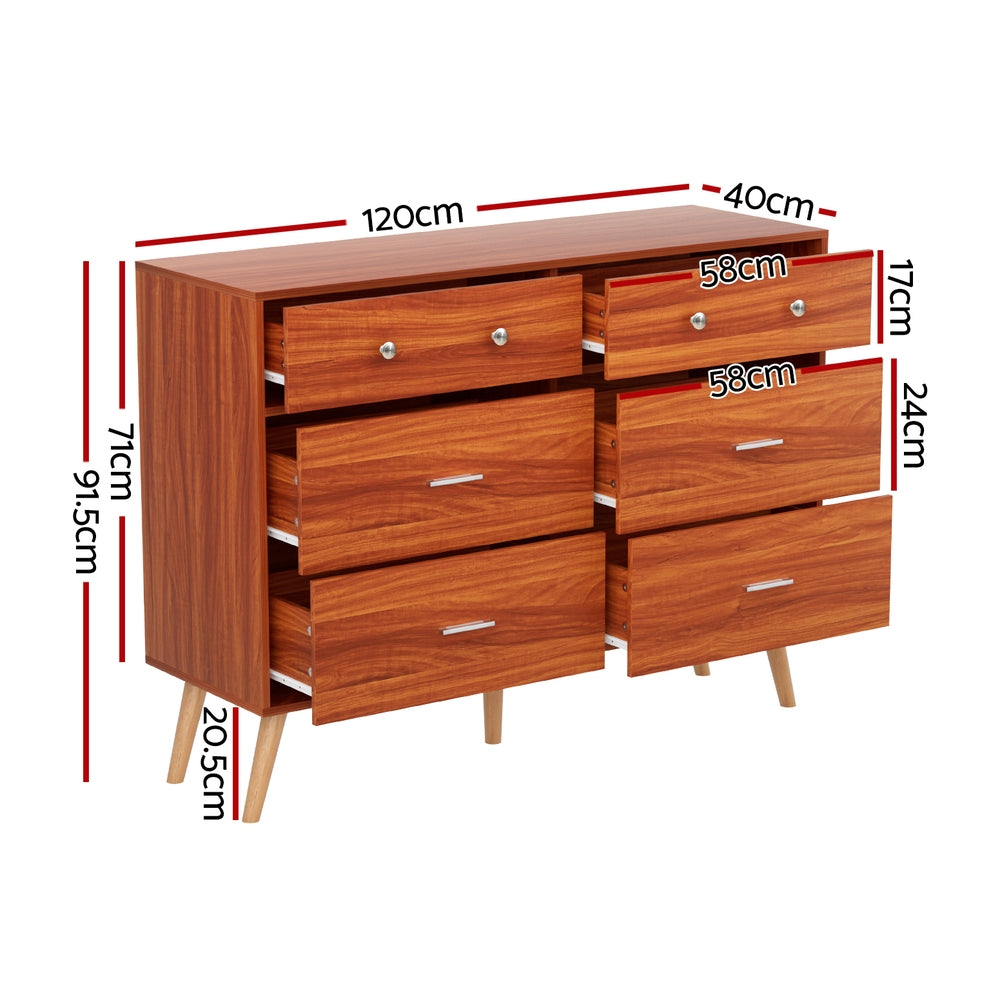 Dressers: Artiss 6 Chest of Drawers Storage Cabinet Walnut