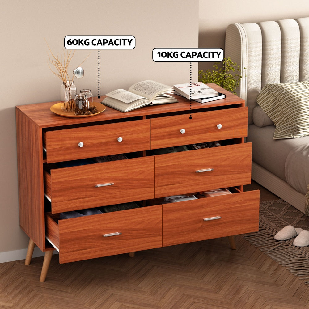 Dressers: Artiss 6 Chest of Drawers Storage Cabinet Walnut