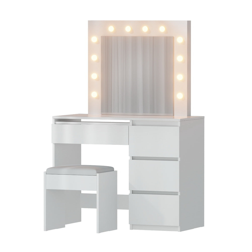 Dressing Vanity & Dressing Tables: Artiss Dressing Table Set Stool 12 Led Bulbs White