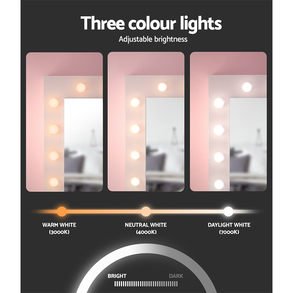 Dressing Vanity & Dressing Tables: Artiss Dressing Table Set Stool 12 Led Bulbs White