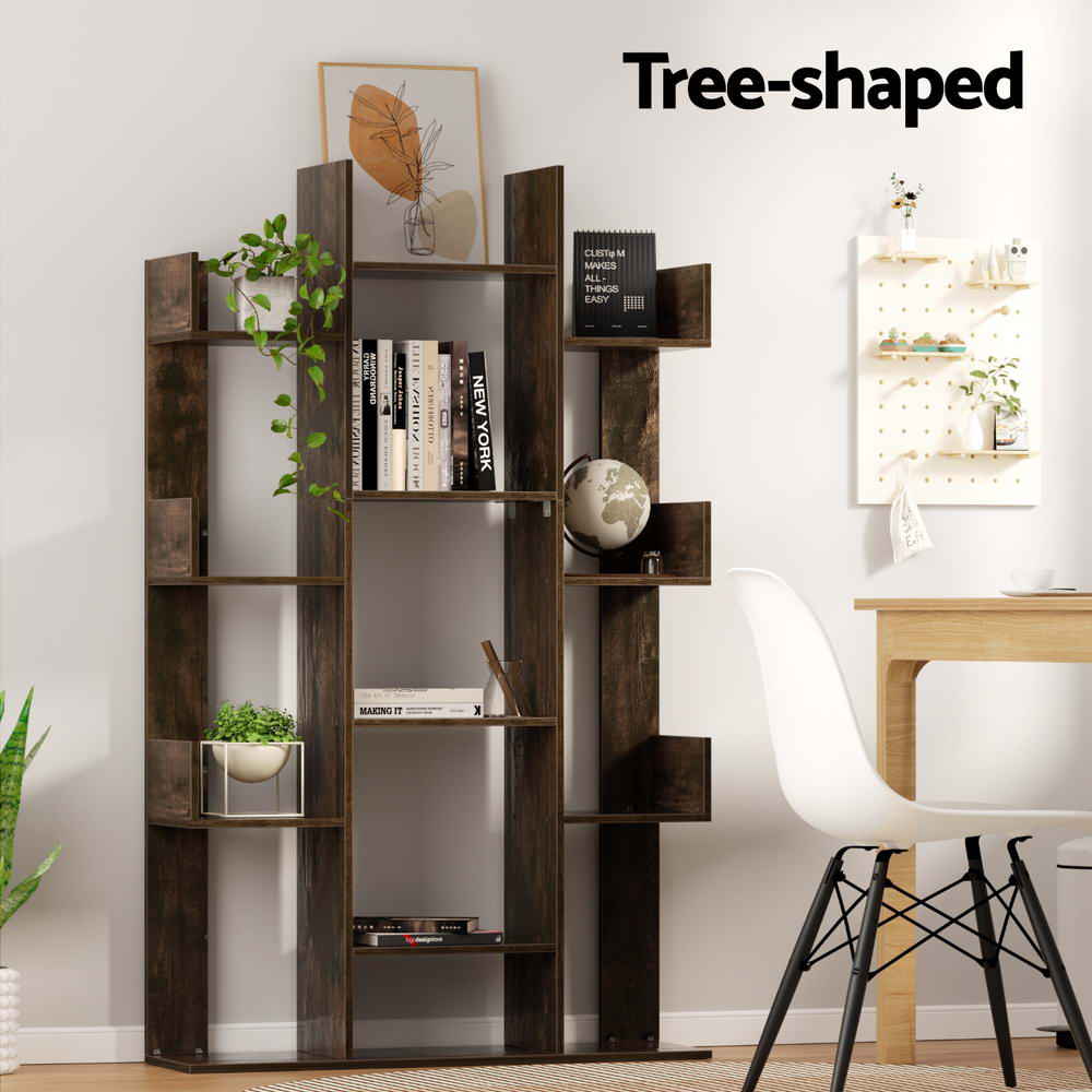 Bookcases & Shelves: Artiss Tree-Shaped Bookshelf ROMI Walnut