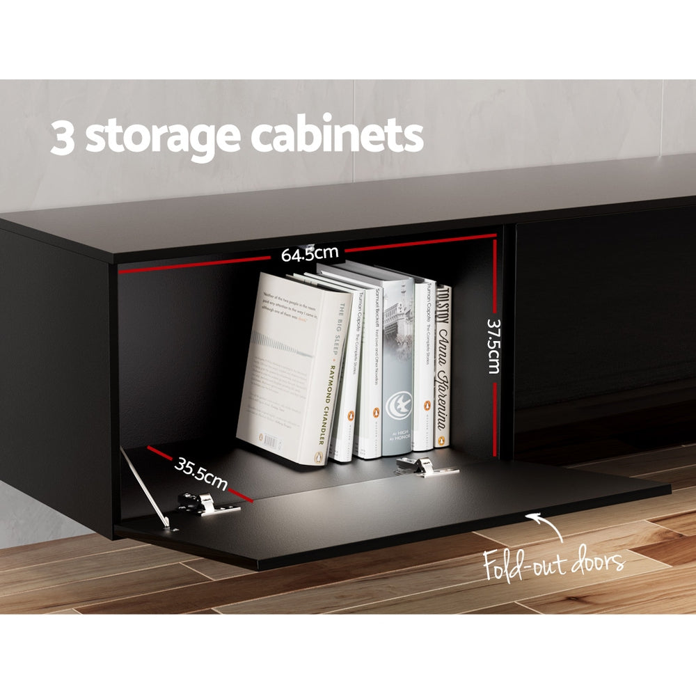 TV Units: Artiss Floating Entertainment Unit TV Cabinet High Glossy Black 3 Cabinets 200CM