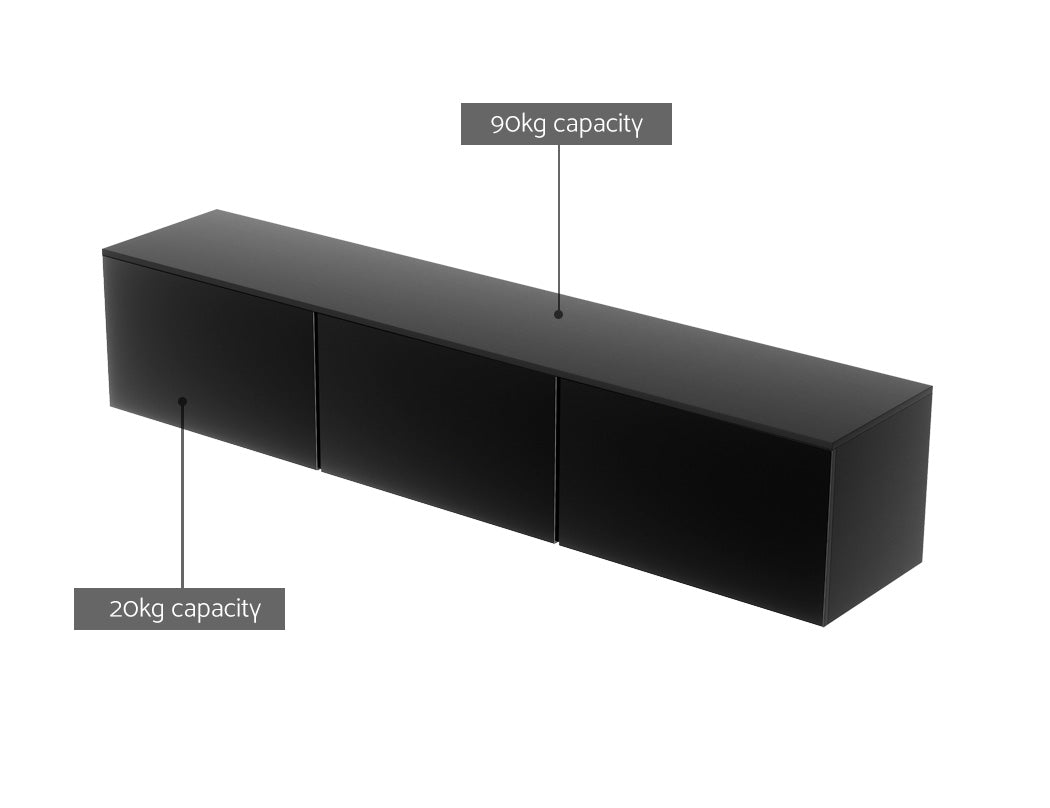 TV Units: Artiss Floating Entertainment Unit TV Cabinet High Glossy Black 3 Cabinets 200CM