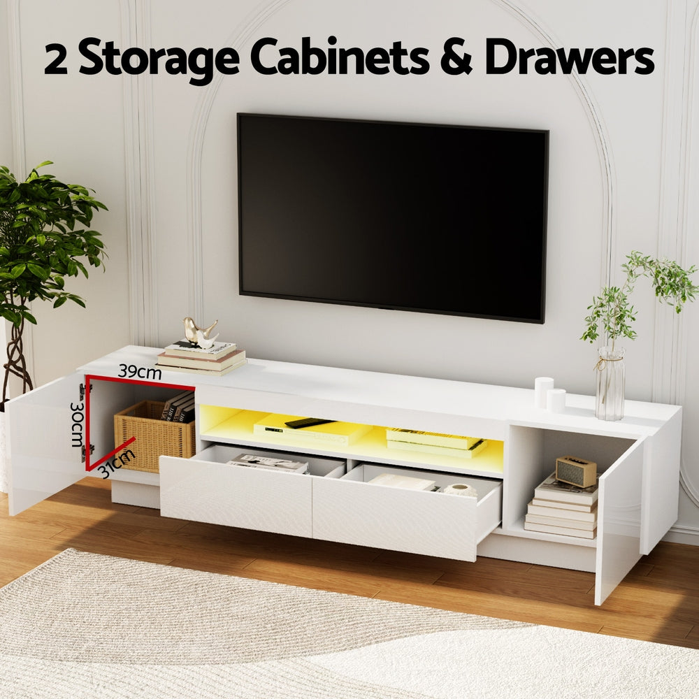 TV Units: Artiss TV Unit Entertainment Unit Storage Drawer RGB LED 180cm White