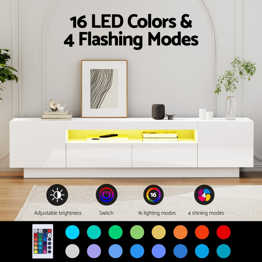 TV Units: Artiss TV Unit Entertainment Unit Storage Drawer RGB LED 180cm White