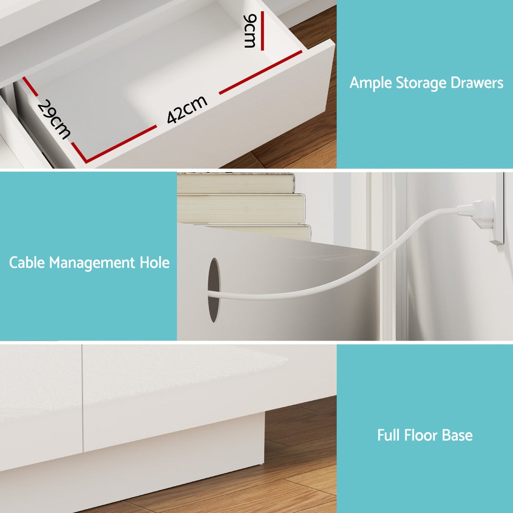 TV Units: Artiss TV Unit Entertainment Unit Storage Drawer RGB LED 180cm White