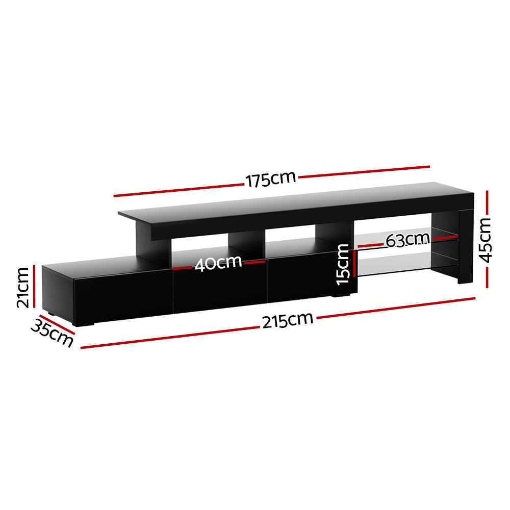 TV Units: Artiss Entertainment Unit TV Cabinet LED 215cm Black Caya