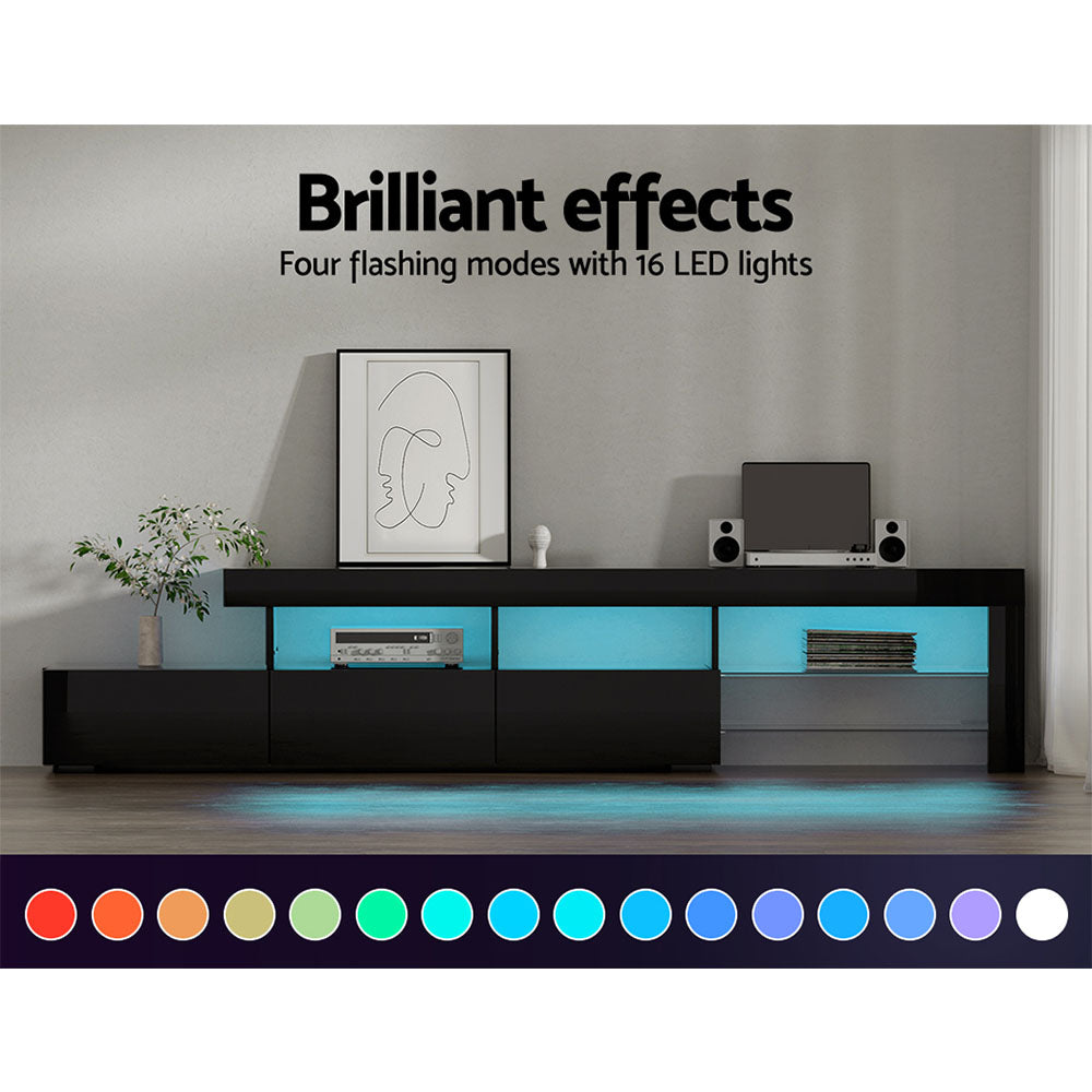 TV Units: Artiss Entertainment Unit TV Cabinet LED 215cm Black Caya