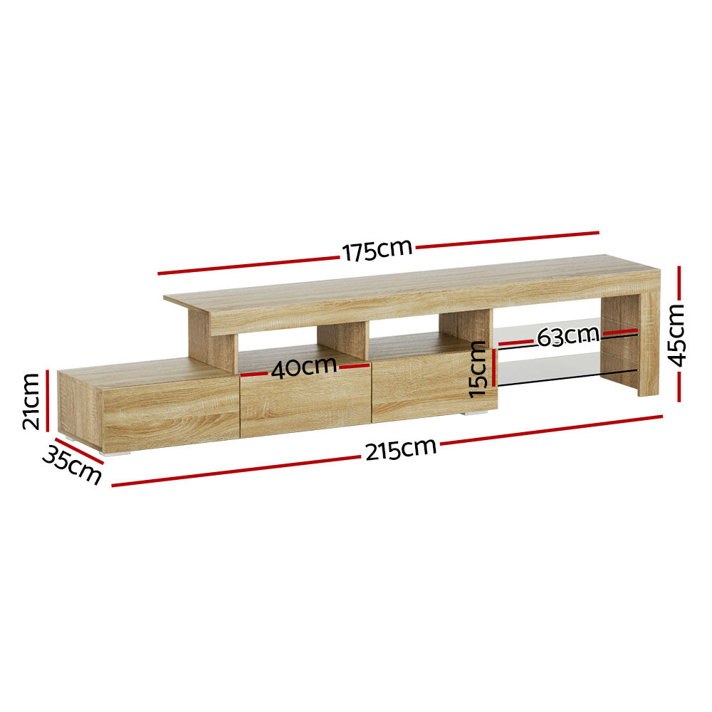 TV Units: Artiss Entertainment Unit TV Cabinet LED 215cm Pine Caya
