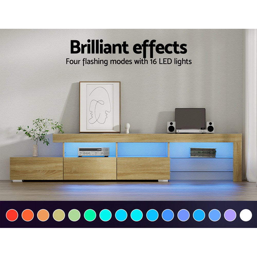 TV Units: Artiss Entertainment Unit TV Cabinet LED 215cm Pine Caya