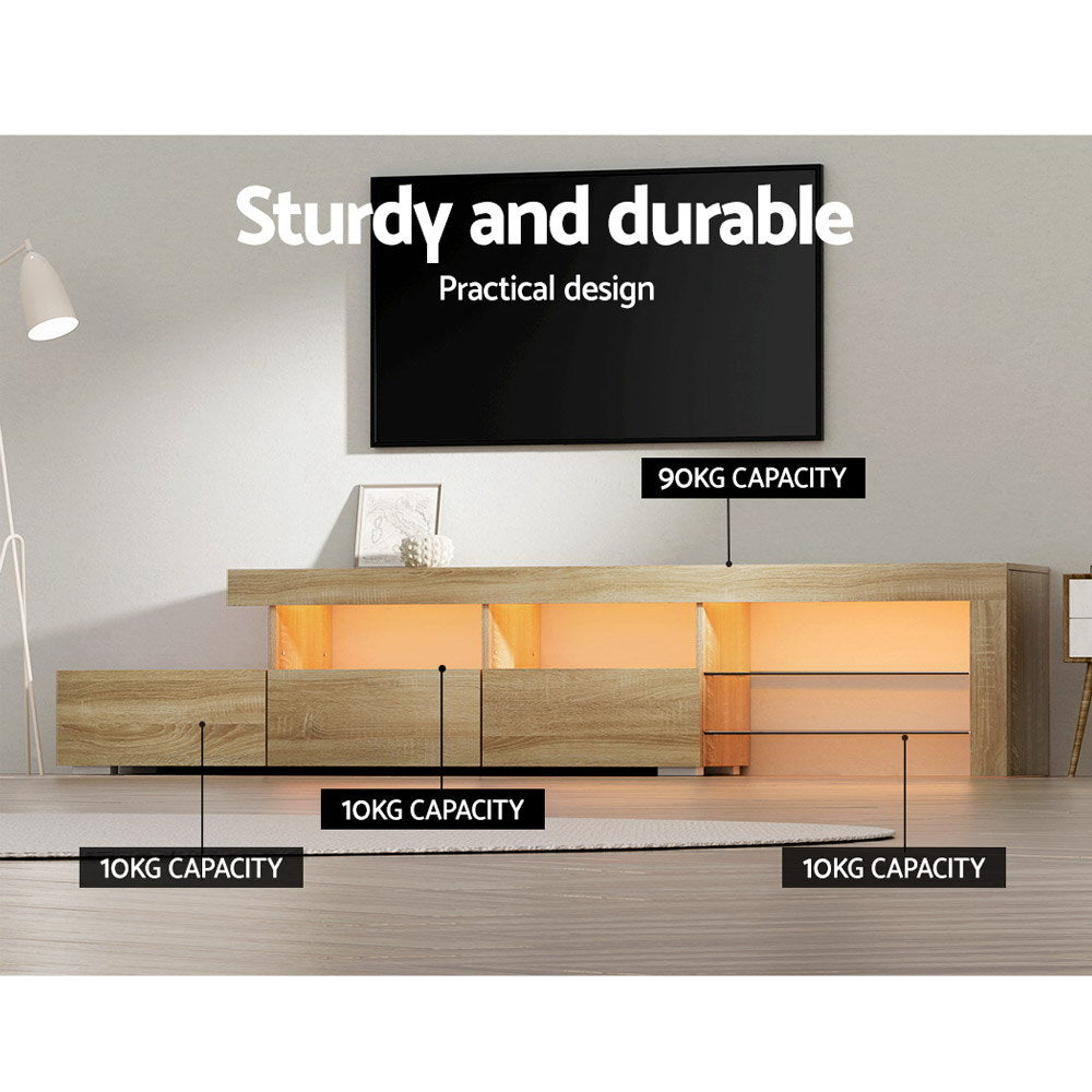 TV Units: Artiss Entertainment Unit TV Cabinet LED 215cm Pine Caya
