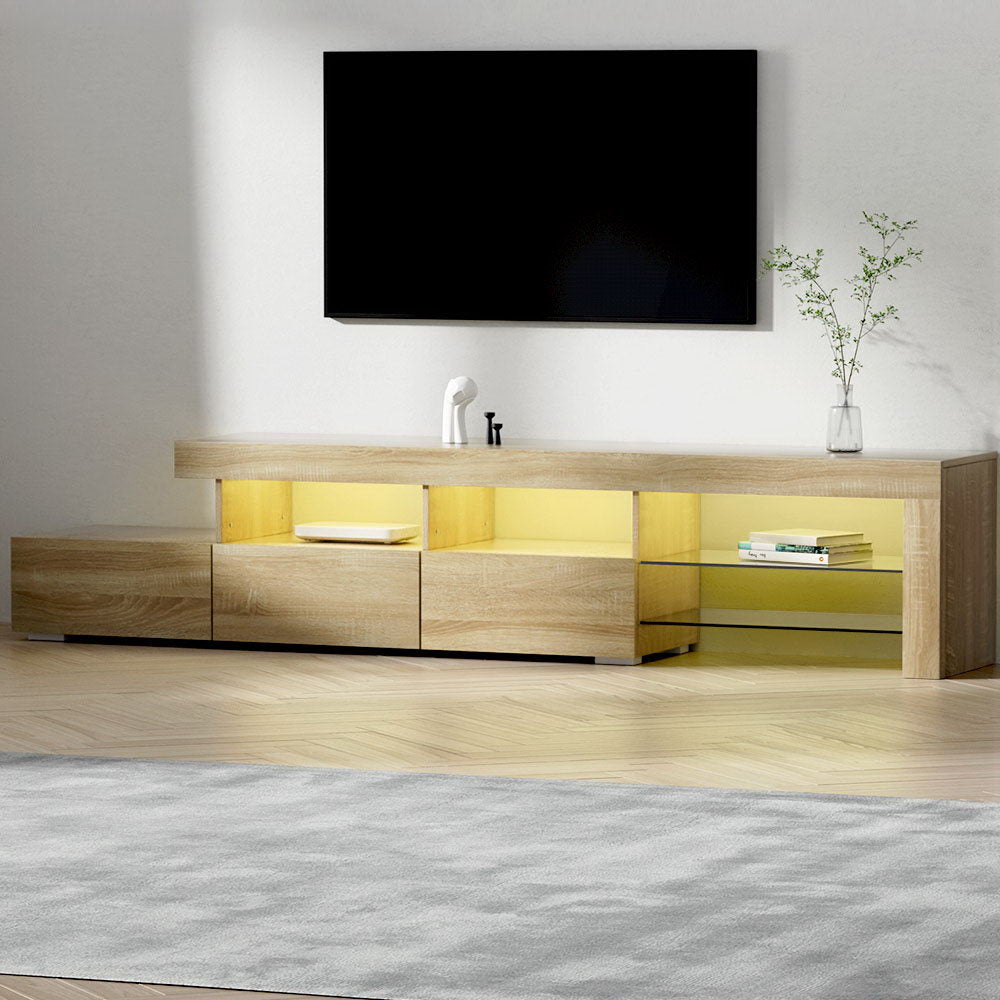 TV Units: Artiss Entertainment Unit TV Cabinet LED 215cm Pine Caya