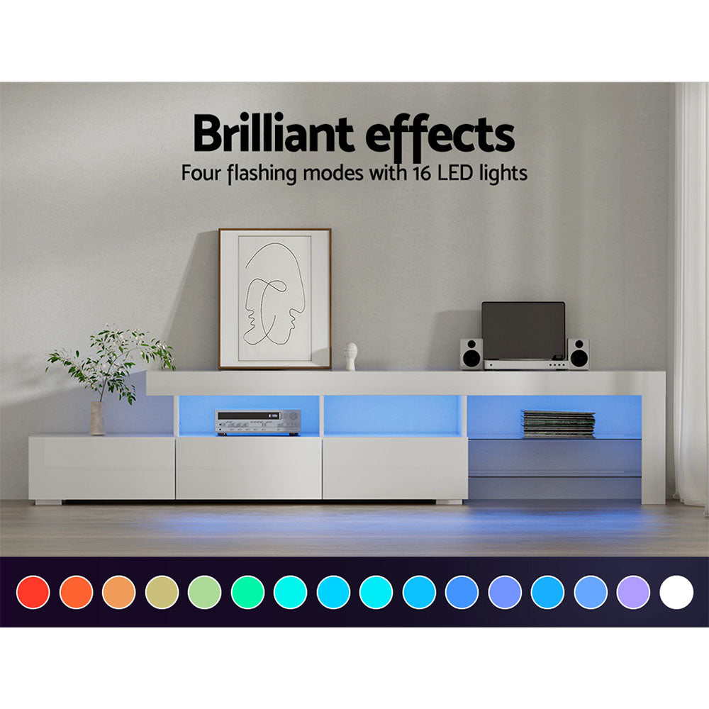 TV Units: Artiss Entertainment Unit TV Cabinet LED 215cm White Caya
