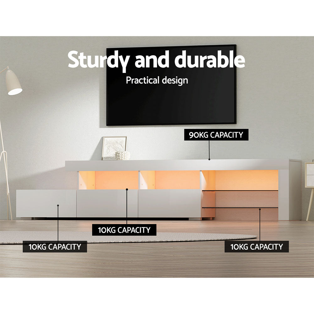 TV Units: Artiss Entertainment Unit TV Cabinet LED 215cm White Caya