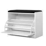 98765-Artiss Shoe Cabinet Bench Shoes Storage Rack Organiser Drawer White 15 Pairs