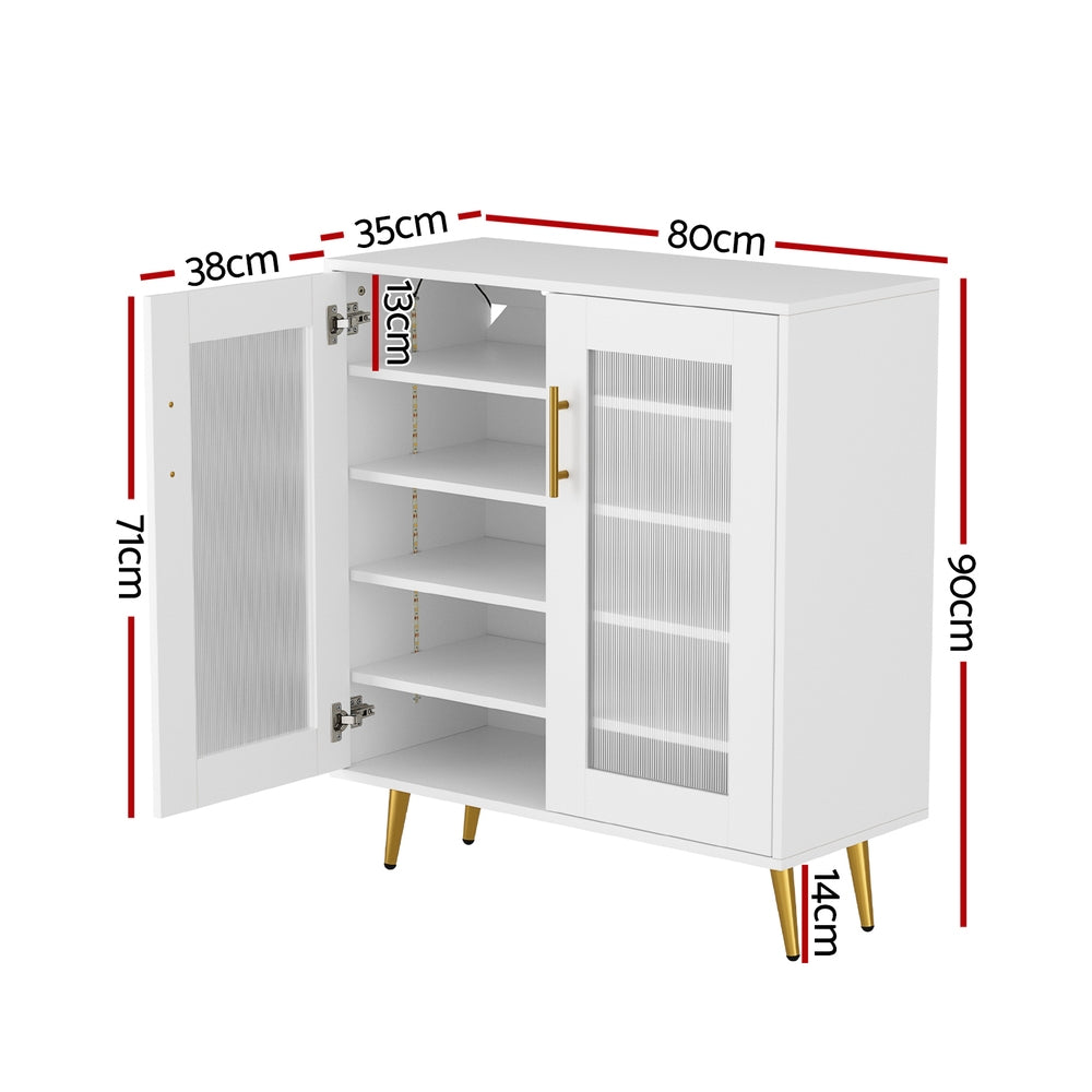 Shoe Storage: Artiss Shoe Rack 5-tier 20 Pairs Storage LED Light
