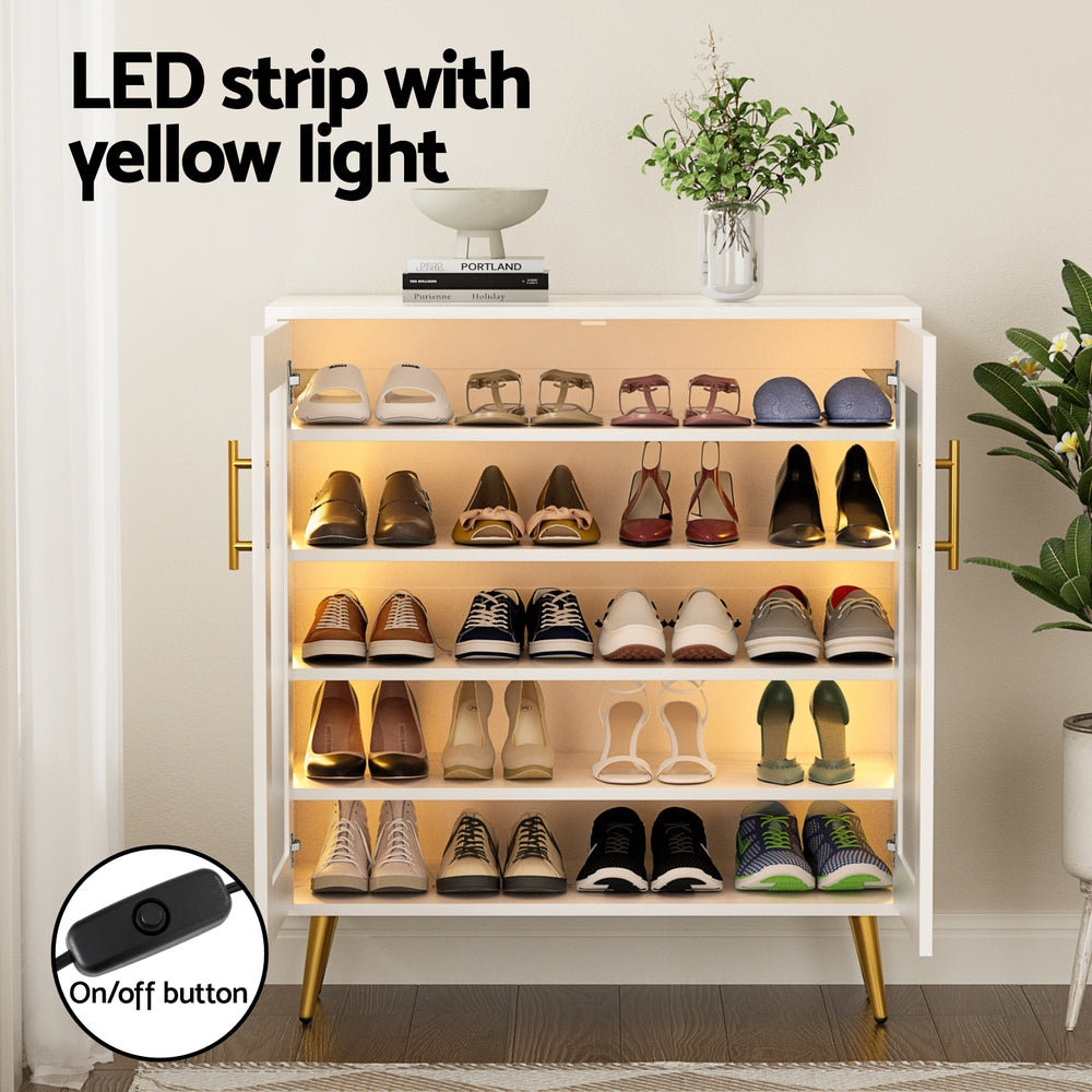 Shoe Storage: Artiss Shoe Rack 5-tier 20 Pairs Storage LED Light