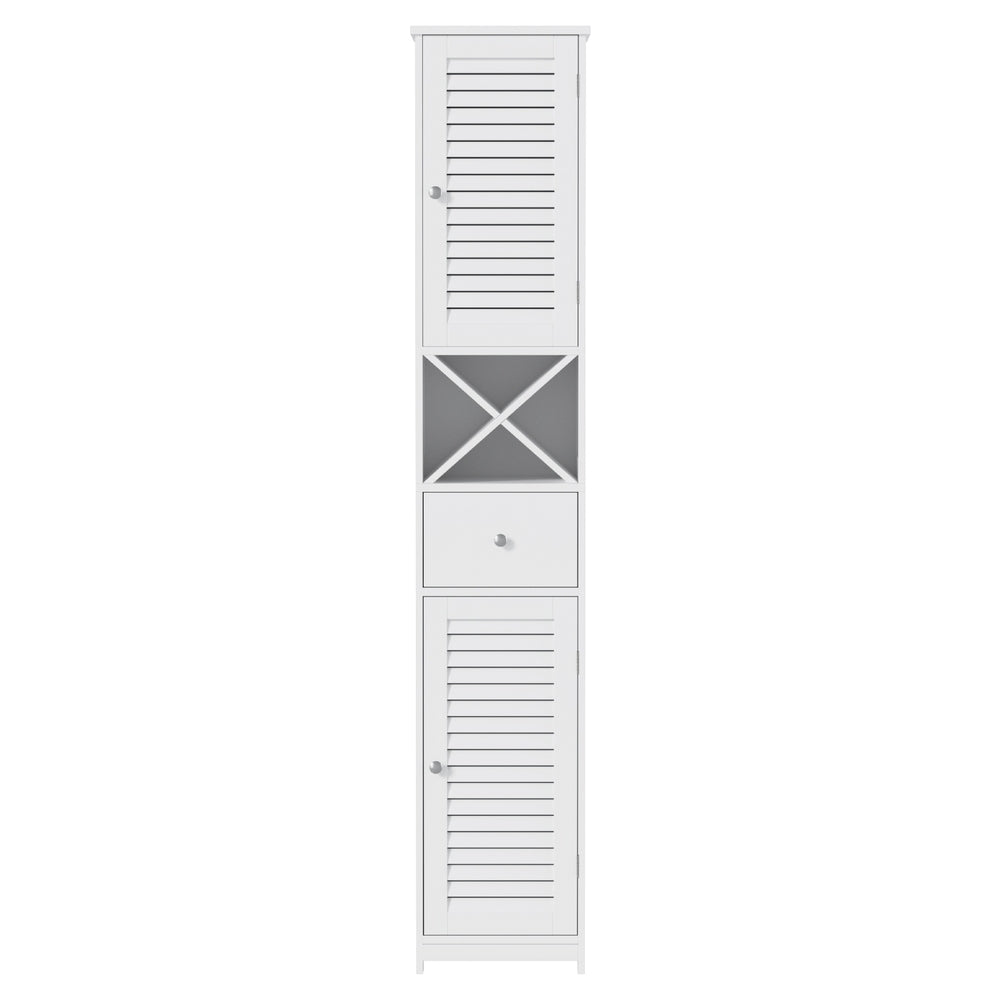 Bathroom Cabinets, Cupboards & Storage: Artiss Bathroom Storage Cabinet 170cm Tall Slim Organiser Toilet Corner Adjustable Shelf Louver Door White