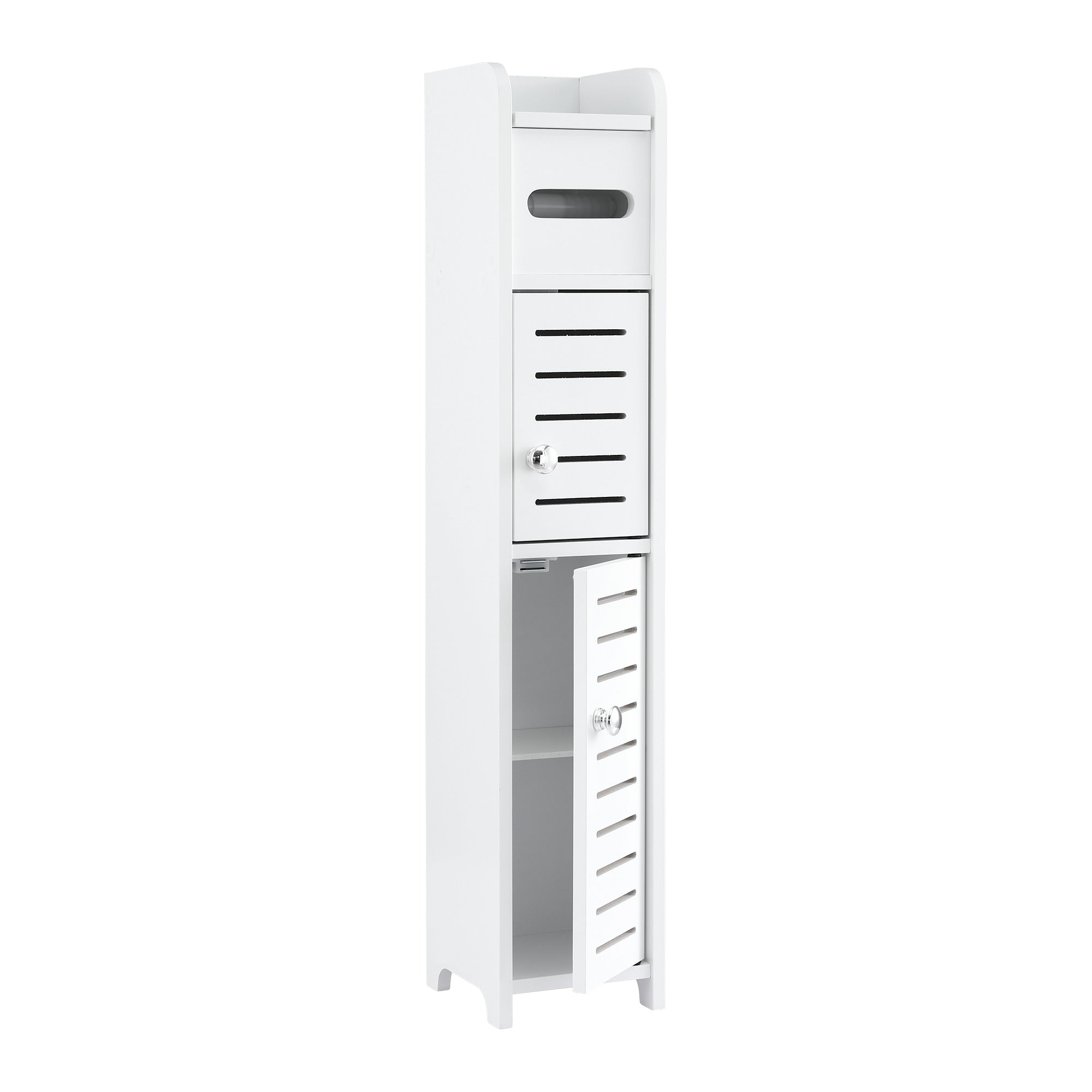 Artiss Bathroom Storage Cabinet 3-Tier Slim Toilet Paper Holder Organizer White
