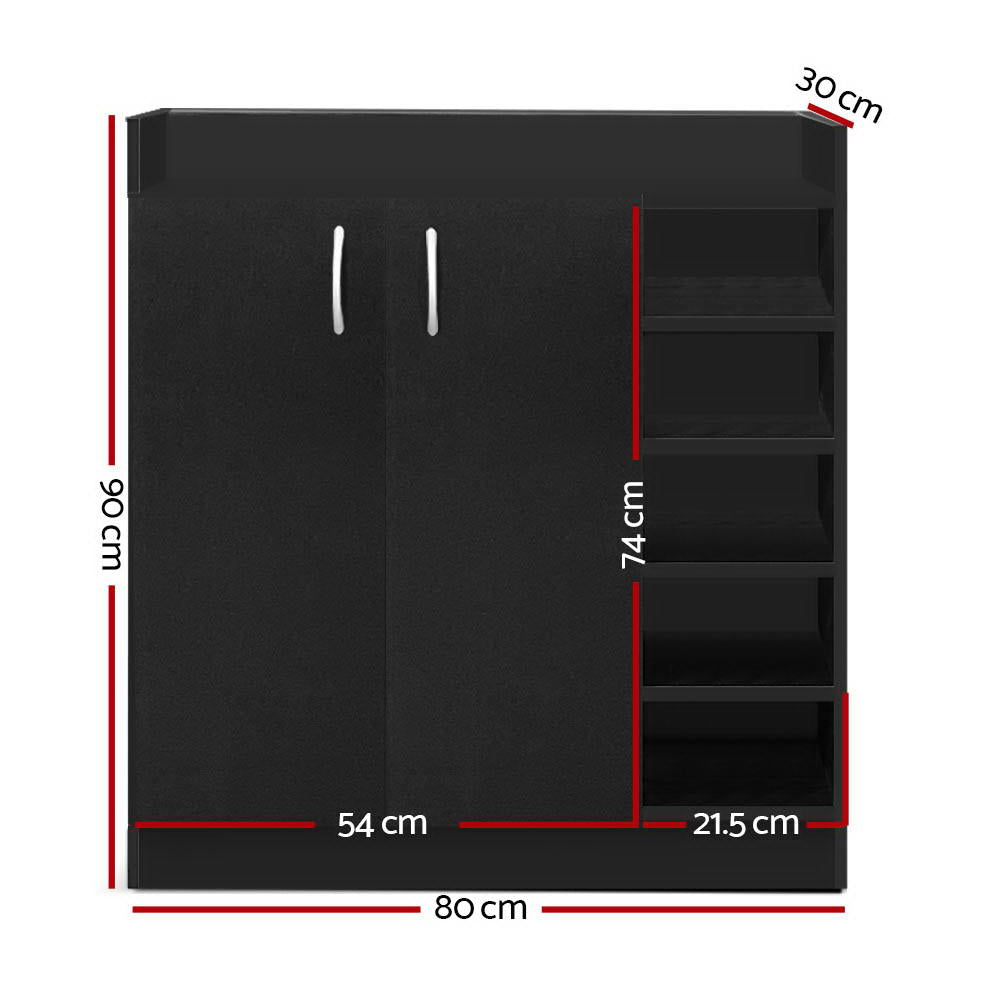 Shoe Storage: Artiss Shoe Rack Cabinet 21 Pairs Adjustable Shelves Black Clair