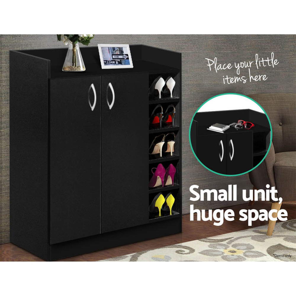 Shoe Storage: Artiss Shoe Rack Cabinet 21 Pairs Adjustable Shelves Black Clair