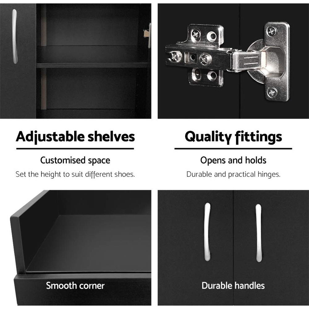 Shoe Storage: Artiss Shoe Rack Cabinet 21 Pairs Adjustable Shelves Black Clair