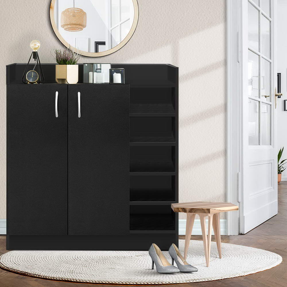 Shoe Storage: Artiss Shoe Rack Cabinet 21 Pairs Adjustable Shelves Black Clair