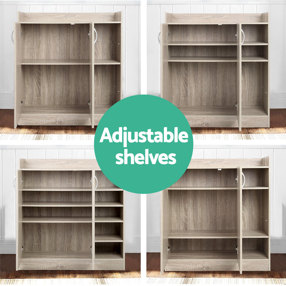 Shoe Storage: Artiss Shoe Rack Cabinet 21 Pairs Adjustable Shelves Pine Clair