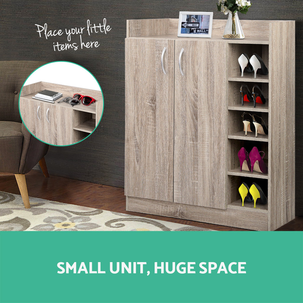 Shoe Storage: Artiss Shoe Rack Cabinet 21 Pairs Adjustable Shelves Pine Clair