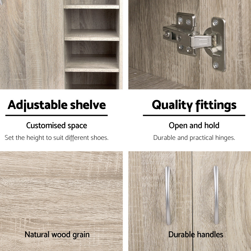 Shoe Storage: Artiss Shoe Rack Cabinet 21 Pairs Adjustable Shelves Pine Clair