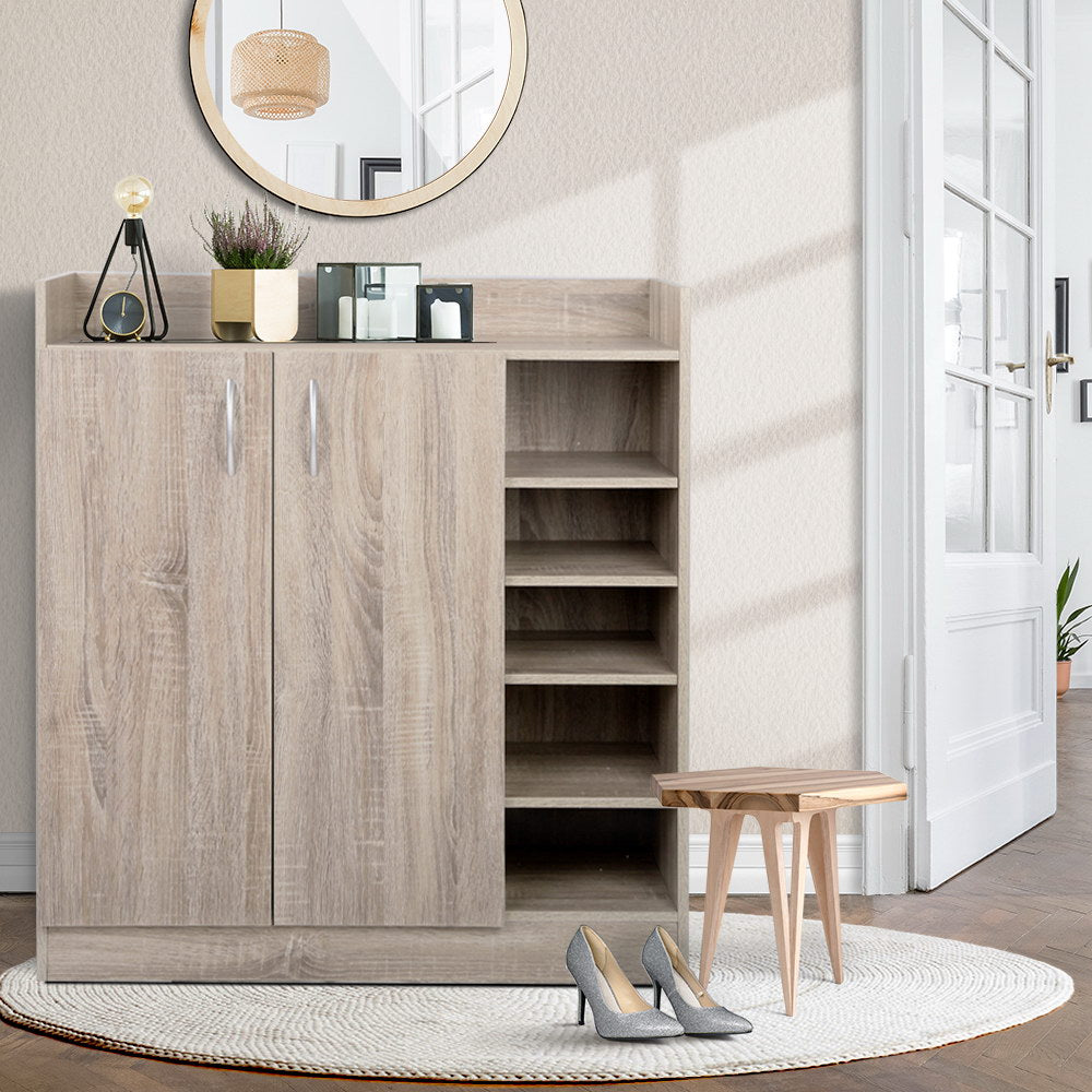 Shoe Storage: Artiss Shoe Rack Cabinet 21 Pairs Adjustable Shelves Pine Clair