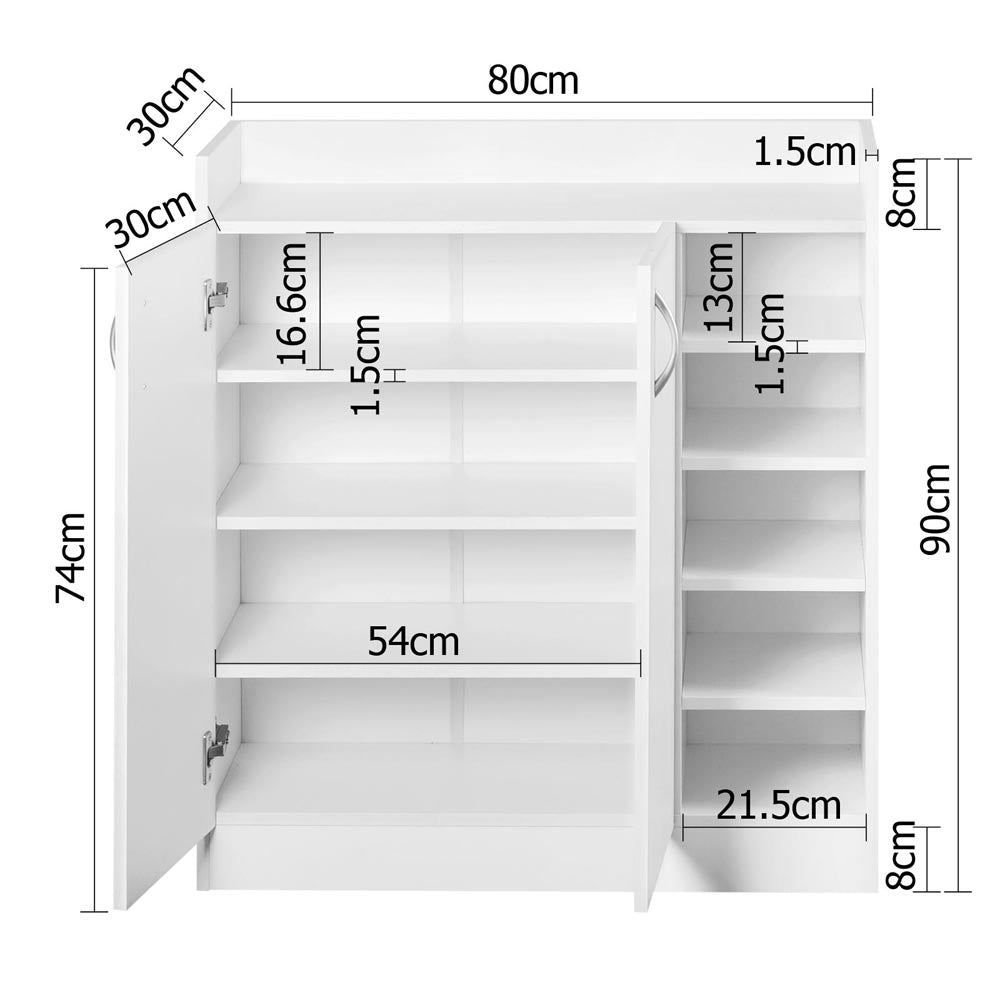 Shoe Storage: Artiss Shoe Rack Cabinet 21 Pairs Adjustable Shelves White Clair