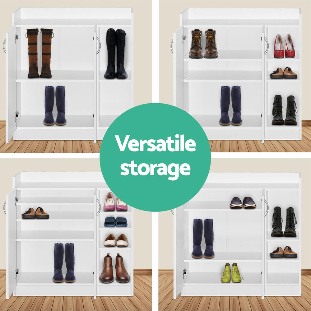 Shoe Storage: Artiss Shoe Rack Cabinet 21 Pairs Adjustable Shelves White Clair